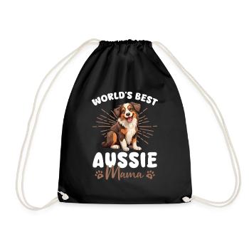 Australian Shepherd Red Tri Dog Aussie mom - Drawstring Bag - black - Front