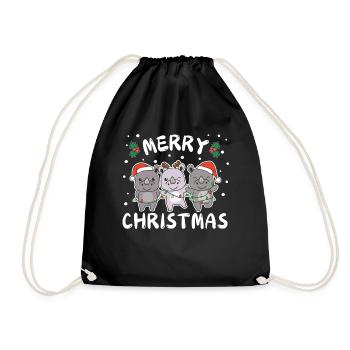 Merry Christmas Sweet Rhino Christmas - Drawstring Bag - black - Front