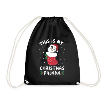 Das Ist Mein Weihnachtspyjama, Süßes Pinguin - Turnbeutel - Schwarz - Vorne
