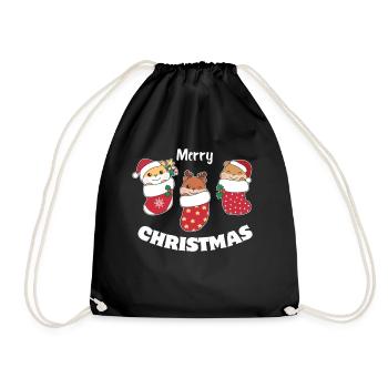 Süße Hamster in Weihnachtssocke zu Weihnachten - Turnbeutel - Schwarz - Vorne