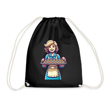 Boulanger joyeux avec des biscuits frais - Sac de sport léger - noir - Devant