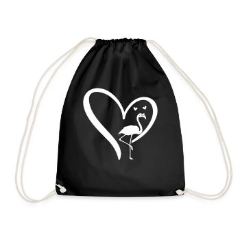 Flamingo Heart Flamingo Lover Flamingo - Drawstring Bag - black - Front