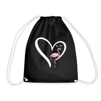 Flamingo Heart Flamingo Lover - Cute Flamingo - Drawstring Bag - black - Front
