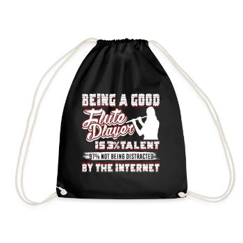 Being A Good Flute Player - Drawstring Bag - black - Front