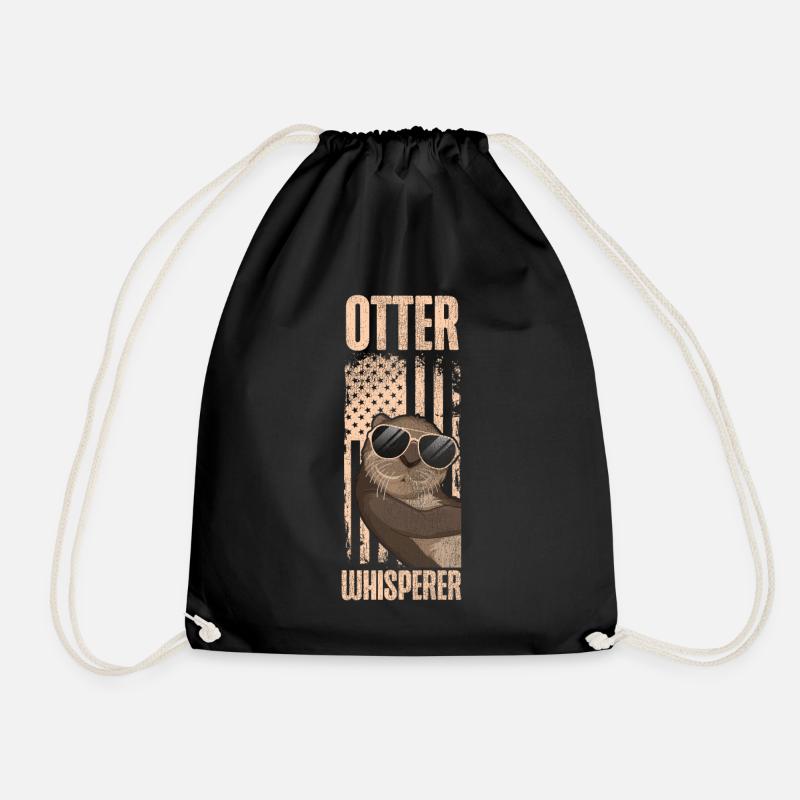 Otter American Flag Otter - Turnbeutel - Schwarz