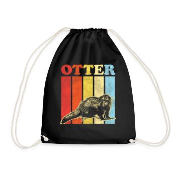 Otter Retro Vintage Otter - Drawstring Bag - black - Front