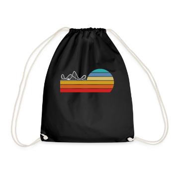 montagnes russes style rétro coucher de soleil - Sac de sport léger - noir - Devant