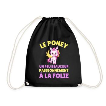 Le poney un peu beaucoup passionnément à la folie - Sac de sport léger - noir - Devant