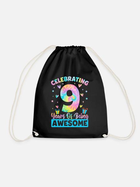 Wir feiern 9 Jahre Awesome Tie Dye 9th - Turnbeutel - Schwarz