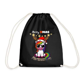 Merry Xmas Einhorn Sonnenbrille Cool Niedlich Kids - Turnbeutel - Schwarz - Vorne