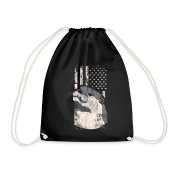 Otter American Flag - Drawstring Bag - black - Front