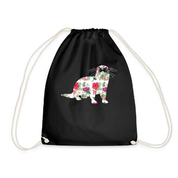 Otter Tropical Flowers Floral - Drawstring Bag - black - Front