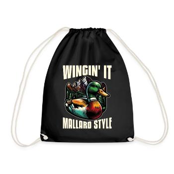 Mallard Duck Wingin' It Mallard Style Duck Hunter - Drawstring Bag - black - Front