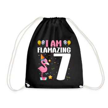 Je suis Flamazing 7 ans Flamingo 7ème anniversaire - Sac de sport léger - noir - Devant