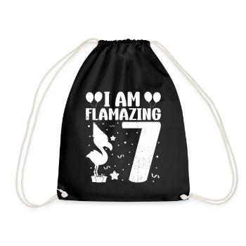 Je suis Flamazing 7 ans Flamingo Anniversaire - Sac de sport léger - noir - Devant