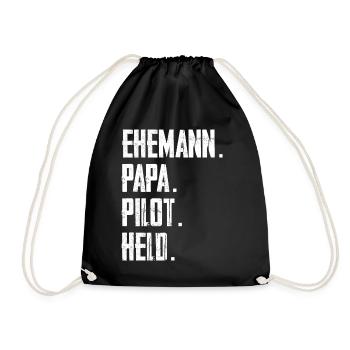 Ehemann Papa Pilot Held - Turnbeutel - Schwarz - Vorne