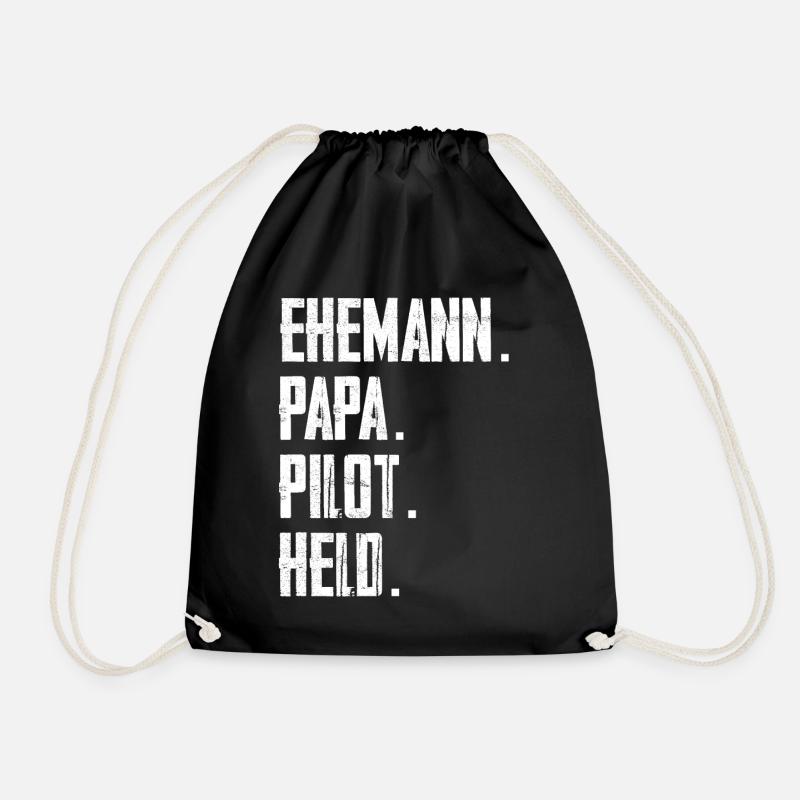 Ehemann Papa Pilot Held - Turnbeutel - Schwarz