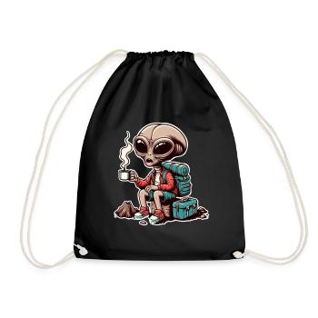 Hiking Alien Coffee Mountains - Drawstring Bag - black - Front