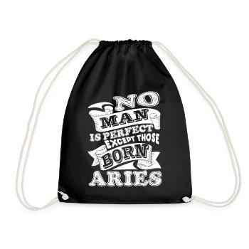 Aries No Man Is Perfect Except Those Born Aries - Drawstring Bag - black - Front