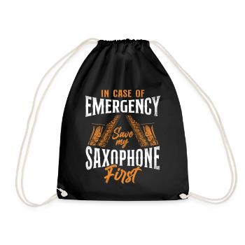 Saxophone In Case Of Emergency - Drawstring Bag - black - Front