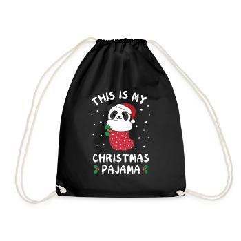 This is my Christmas pajamas, cute panda - Drawstring Bag - black - Front