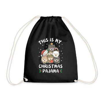 Christmas Alpaca Christmas Pajamas - Drawstring Bag - black - Front