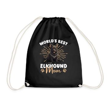 Norwegian Elkhound Groovy Elkhound Mom - Drawstring Bag - black - Front
