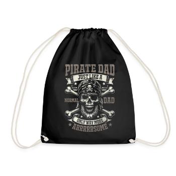 Pirate Dad Crossbone Treasure Hunting Dad - Drawstring Bag - black - Front