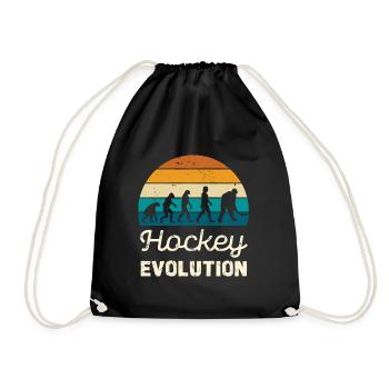 Hockey Evolution Retro Illustration - Drawstring Bag - black - Front