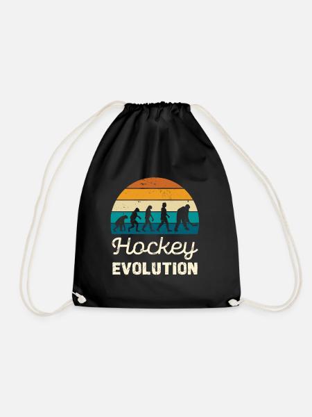 Hockey Evolution Retro Illustration - Turnbeutel - Schwarz