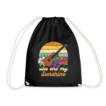 Uke Are My Sunshine Vintage Ukulele Blumen - Turnbeutel - Schwarz - Vorne