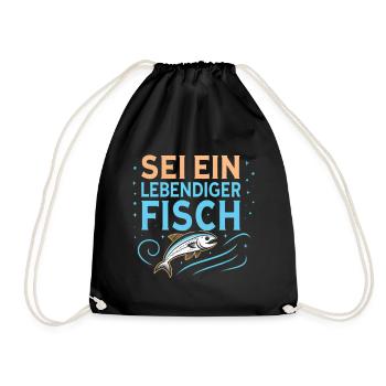 Sei ein lebendiger Fisch - Turnbeutel - Schwarz - Vorne