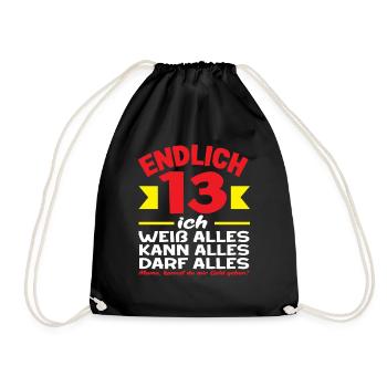 Finally 13th birthday I know everything - Drawstring Bag - black - Front