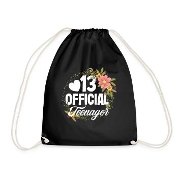 13th Birthday Official Teen - Drawstring Bag - black - Front