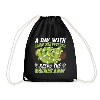 Green Tree Python - Drawstring Bag - black - Front