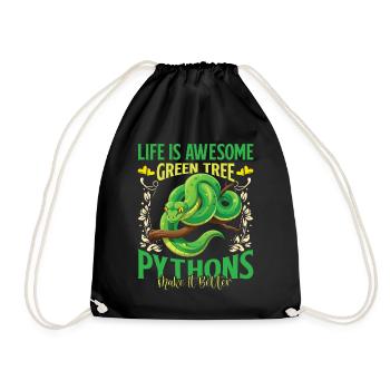 Green Tree Python - Drawstring Bag - black - Front