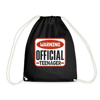 Warning Official Teenager 13th Birthday - Drawstring Bag - black - Front