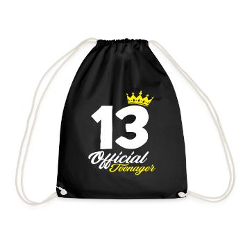 13. Geburtstag Offizieller Teenager Krone - Turnbeutel - Schwarz - Vorne