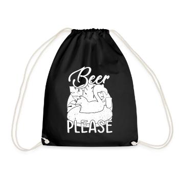 Party Flamingo Beer please Funny Flamingo - Drawstring Bag - black - Front