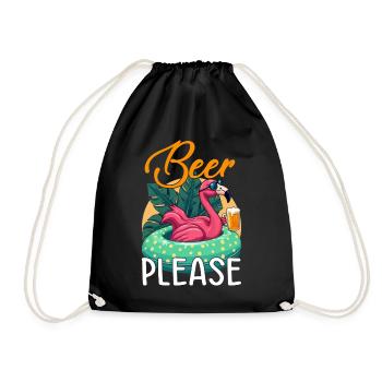 Party Flamingo Beer please Funny Flamingo Party - Turnbeutel - Schwarz - Vorne