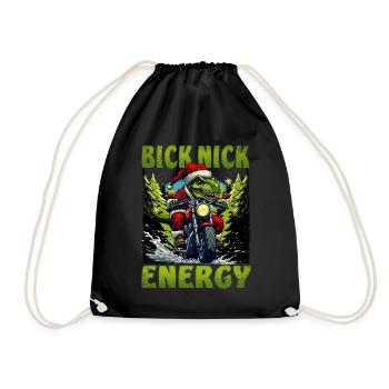 Big Nick Energy Funny Santa Claus Christmas - Drawstring Bag - black - Front