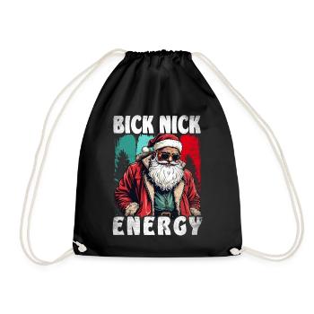 Big Nick Energy Lustiger Weihnachtsmann Weihnachte - Turnbeutel - Schwarz - Vorne