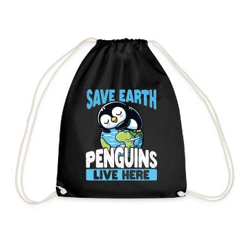 Rettet die Erde Pinguine leben hier Earth Day - Turnbeutel - Schwarz - Vorne