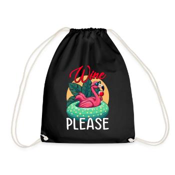 Party Flamingo Wine please Funny Flamingo Party - Turnbeutel - Schwarz - Vorne