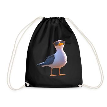 Seagull, Beach, Sea, North Sea, Baltic Sea, Herring Gull, Seagulls - Drawstring Bag - black - Front