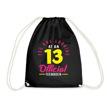 You are now an official teenager 13. - Drawstring Bag - black - Front