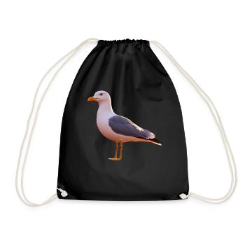 Seagull, Beach, Sea, North Sea, Baltic Sea, Herring Gull, Seagulls - Drawstring Bag - black - Front