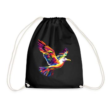 Seagull, Beach, Sea, North Sea, Baltic Sea, Herring Gull, Seagulls - Drawstring Bag - black - Front