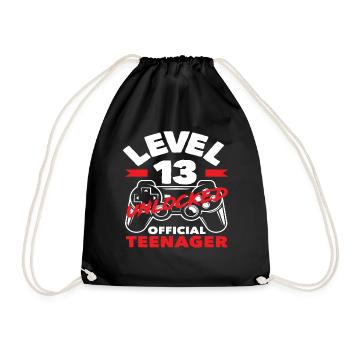 Level 13 Unlocked 13th Birthday Teenager - Drawstring Bag - black - Front
