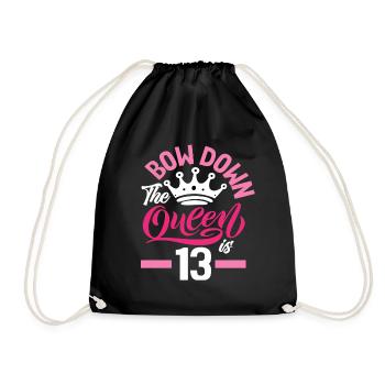 13th Birthday The Queen Turns 13 - Drawstring Bag - black - Front